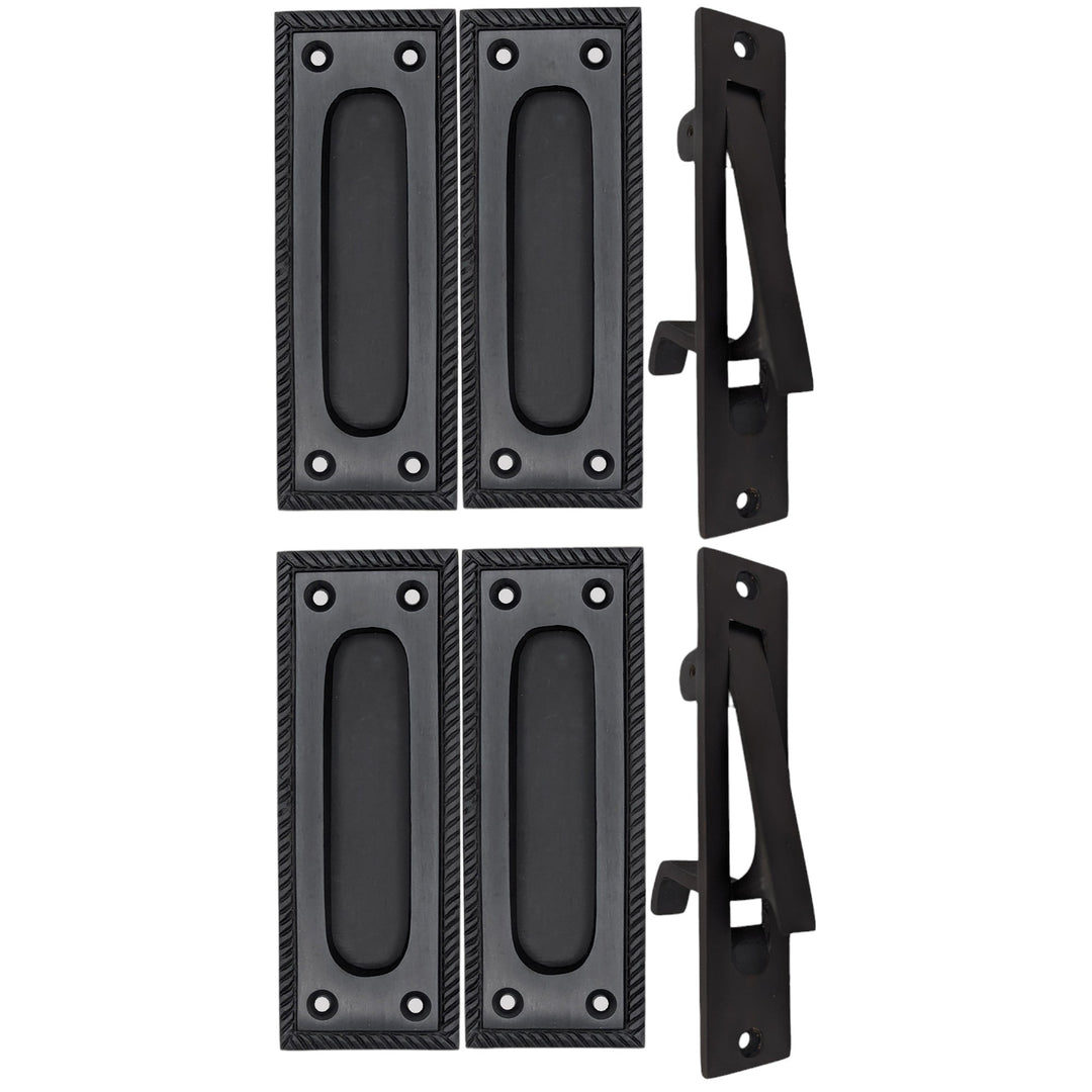 Georgian Rope Rectangular Pocket Door Set (Several Finishes Available) COPPER MOUNTAIN HARDWARE