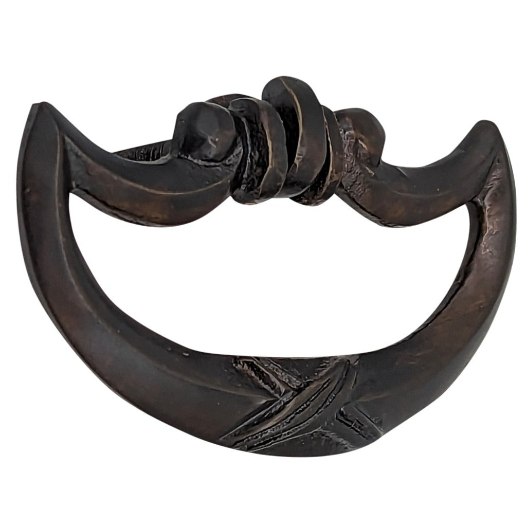 2 1/2 Inch by 1 1/4 Inch Crescent Cross Drop Pull COPPER MOUNTAIN HARDWARE