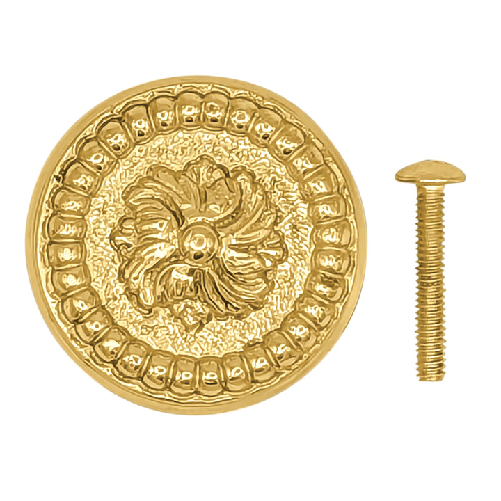 1 3/5 Inch Beaded Floral Cabinet Knob (Several Finishes Available)