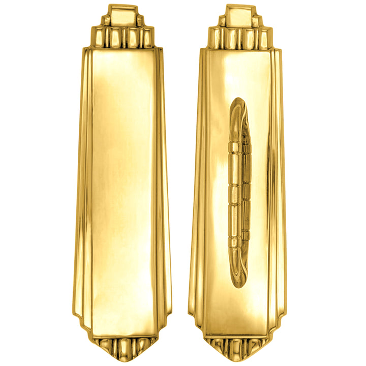 9 Inch Tall Art Deco Style Brass Push And Pull Plate