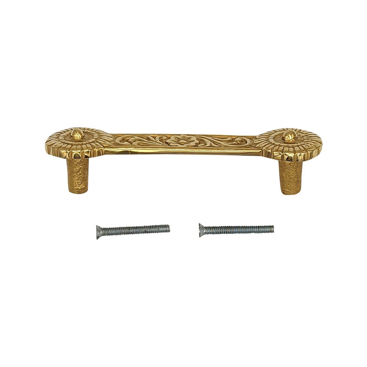 4 1/4 Inch Overall (3 3/8 Inch c-c) Solid Brass Unique Circle Pull Handle COPPER MOUNTAIN HARDWARE