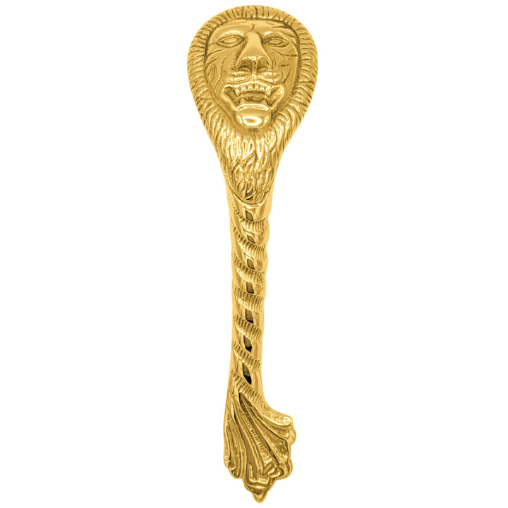 10 Inch Ornate Lion's Head Door Pull (Polished Brass Finish)