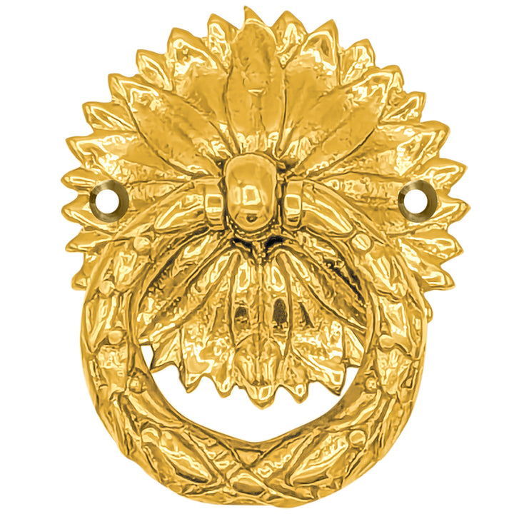 2 Inch Solid Brass Radiant Leaves Ring Pull
