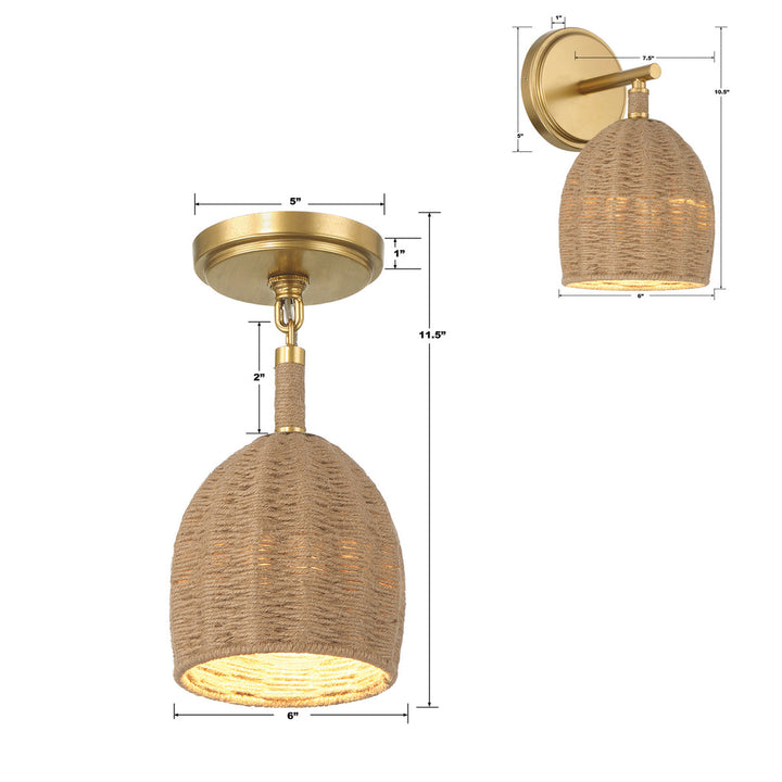 Crystorama Crystorama Jace 1 Light Soft Gold Semi Flush