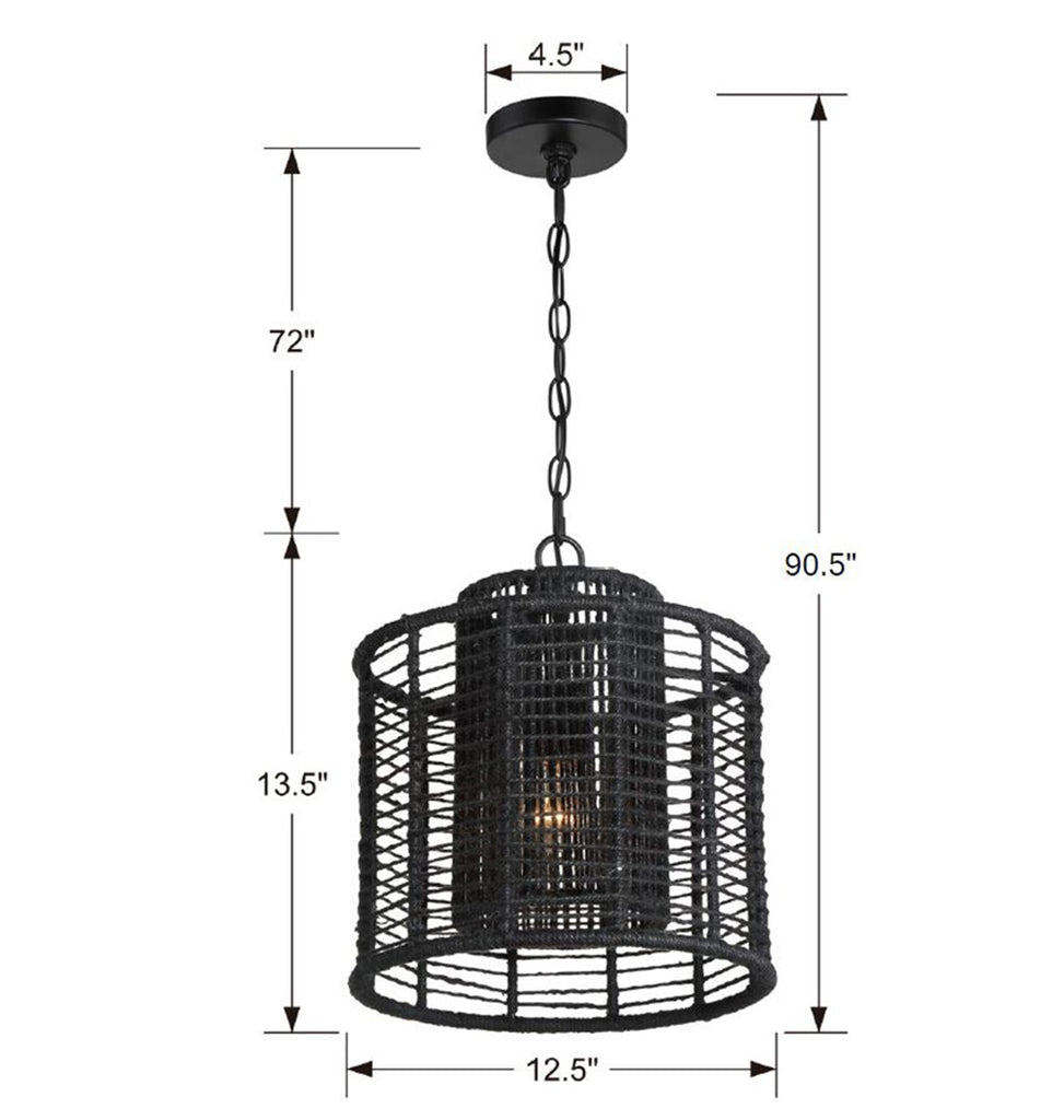 Jayna 1 Light Matte Black Mini Pendant Crystorama