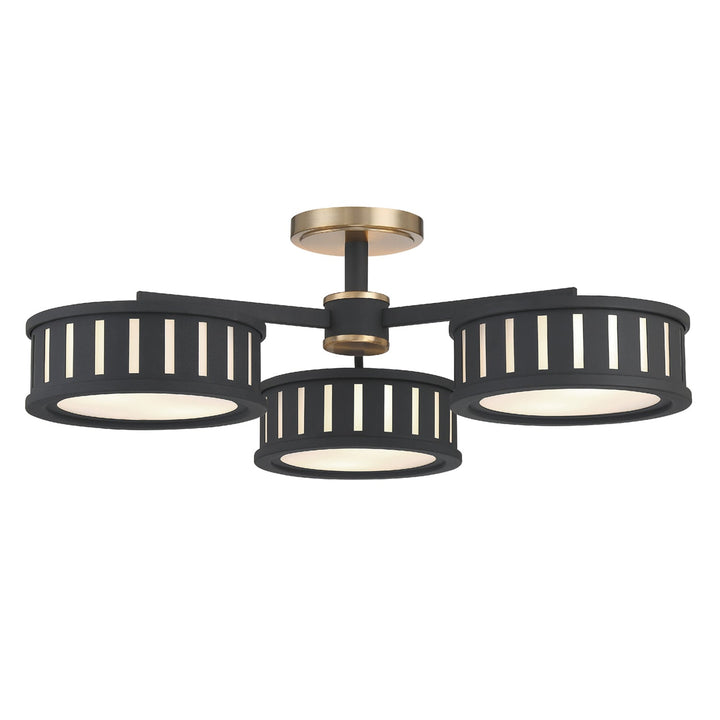 Crystorama Crystorama Kendal 6 Light Vibrant Gold + Black Forged Semi Flush Mount