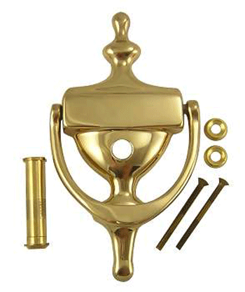 ##Antique Hardware## 6 1/2 Inch (6 1/4 Inch c-c) Solid Brass Traditional Door Knocker (Polished Brass Finish)