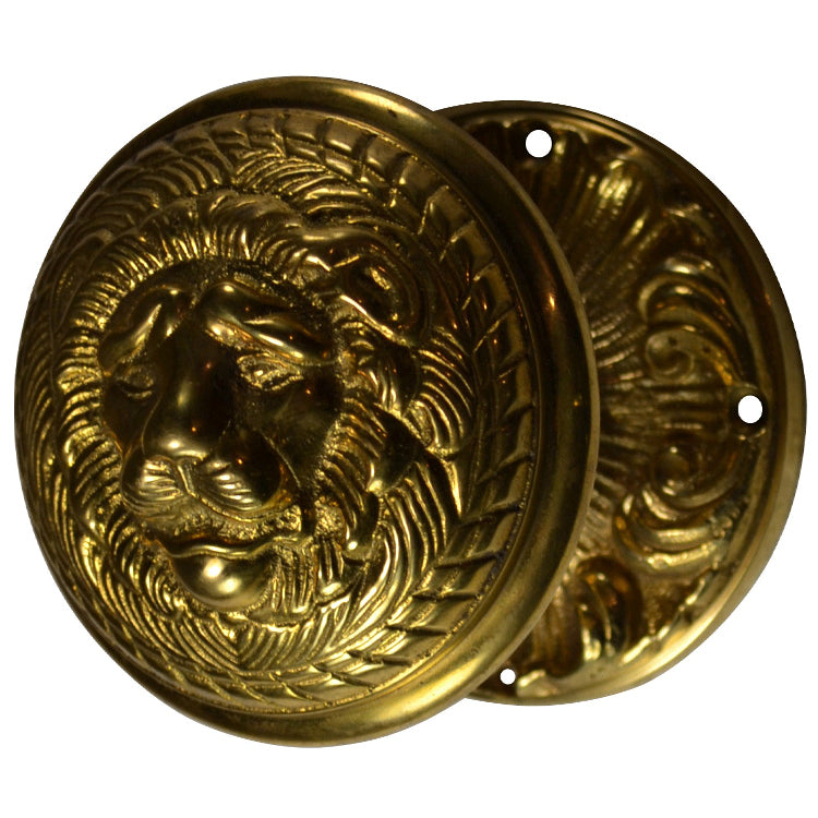 ##Antique Hardware## Romanesque Rosette Door Set with Lion Door Knobs (Several Finishes Available)