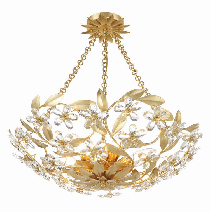 Crystorama Crystorama Marselle 6 Light Antique Gold Semi Flush Mount