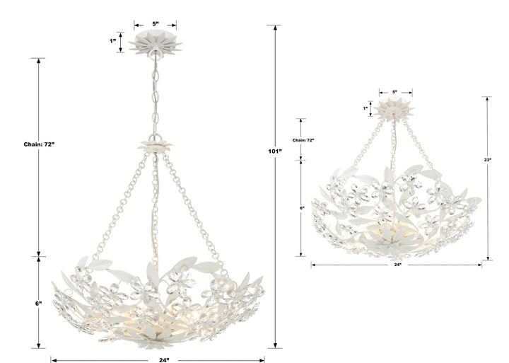 Crystorama Crystorama Marselle 6 Light Matte White Semi Flush Mount