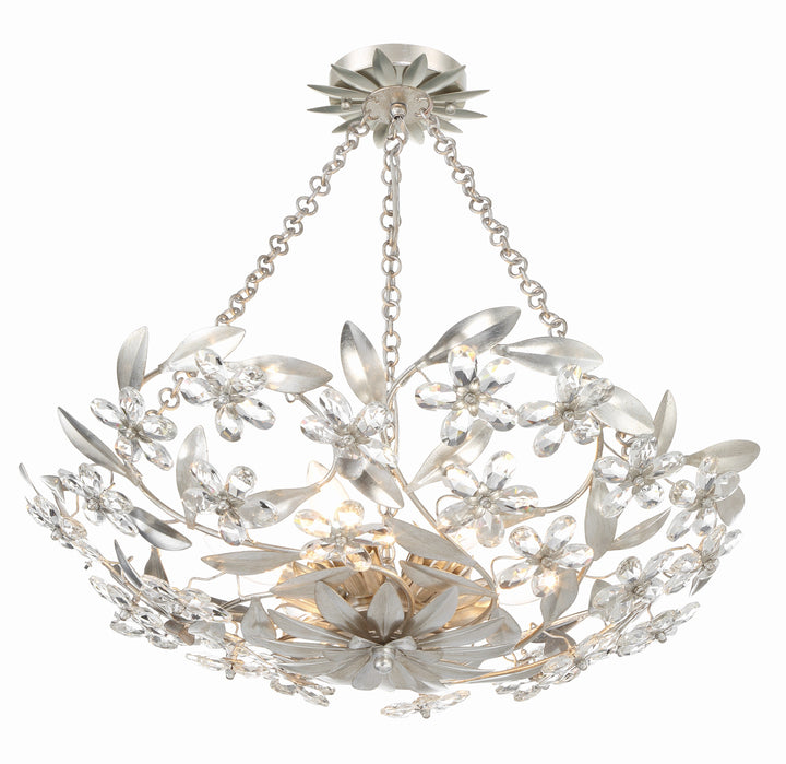 Crystorama Crystorama Marselle 6 Light Antique Silver Semi Flush Mount