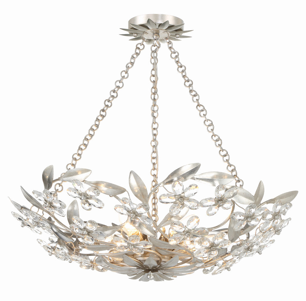 Crystorama Crystorama Marselle 6 Light Antique Silver Semi Flush Mount