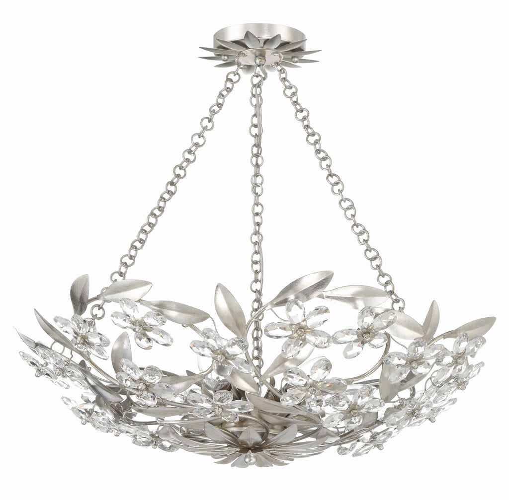 Crystorama Crystorama Marselle 6 Light Antique Silver Semi Flush Mount