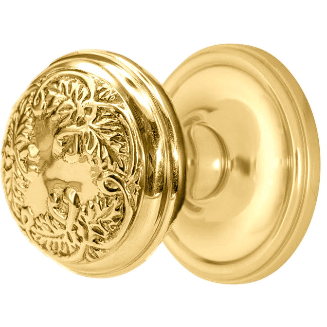 Traditional Rosette Door Set with Floral Leaf Pattern Knob (Several Finishes Available)