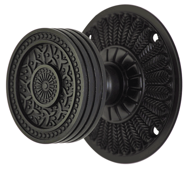 Feather Rosette Door Set with Rice Pattern Door Knobs (Several Finishes Available) COPPER MOUNTAIN HARDWARE