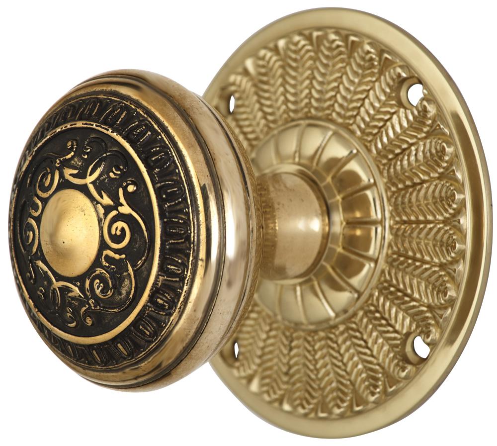 Feather Rosette Door Set with Egg & Dart Door Knobs (Several Finishes Available) COPPER MOUNTAIN HARDWARE