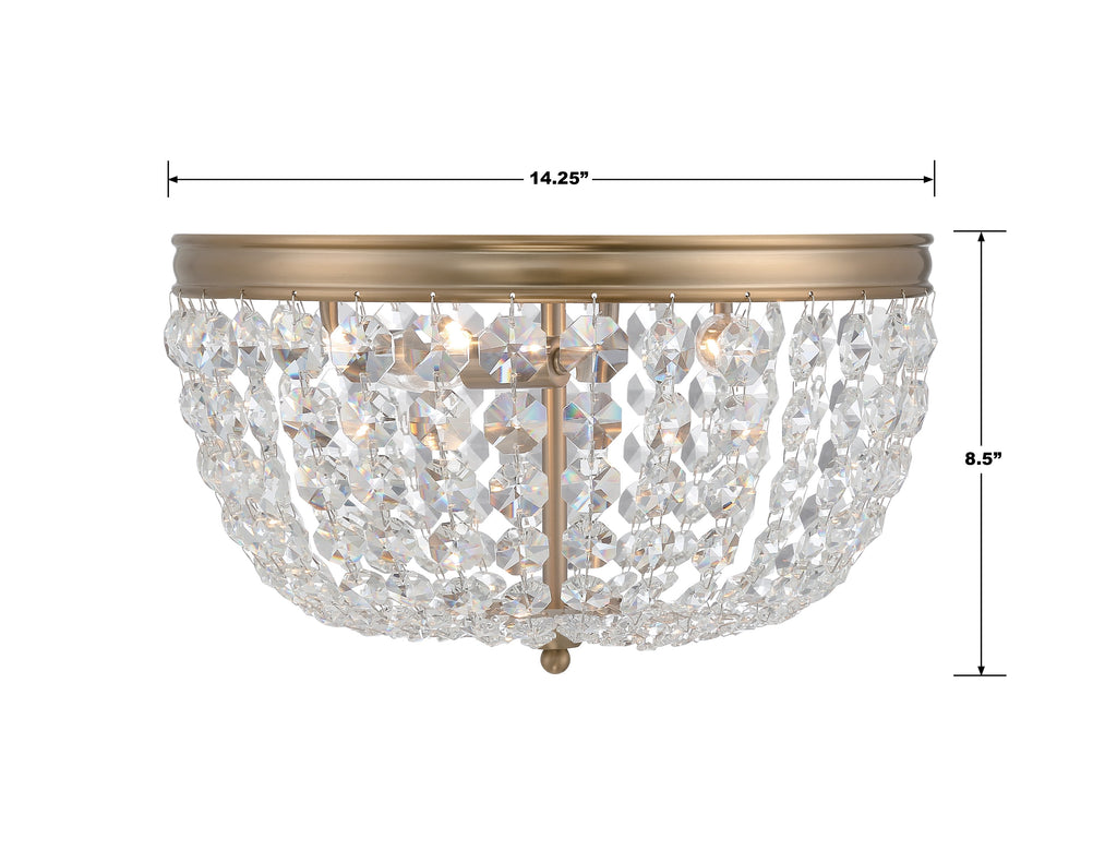 Crystorama Crystorama Nola 3 Light Vibrant Gold Flush Mount