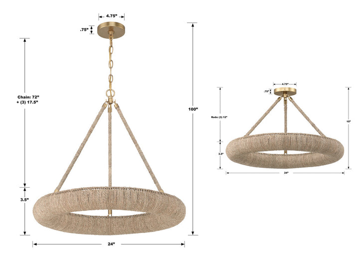 Crystorama Crystorama Oakley Integrated LED Soft Gold Semi Flush Mount