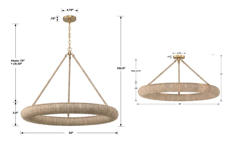 Crystorama Crystorama Oakley Integrated LED Soft Gold Semi Flush Mount