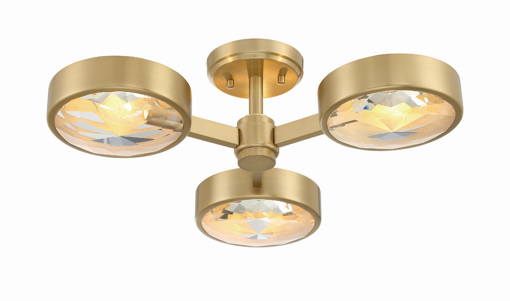 Crystorama Crystorama Orson 3 Light Modern Gold Semi Flush Mount