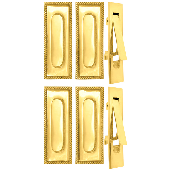 Georgian Rope Rectangular Pocket Door Set (Several Finishes Available)
