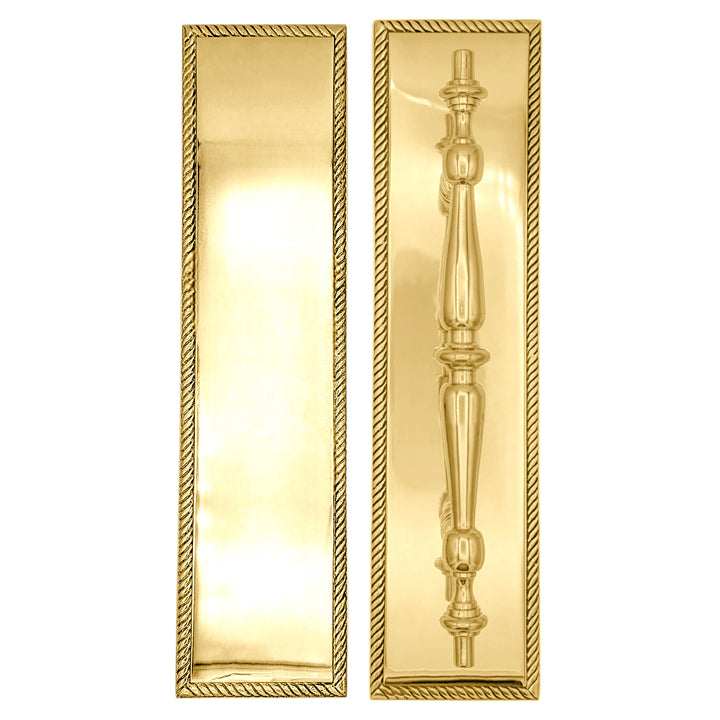11 1/2 Inch Georgian Roped Style Door Pull and Push Plate (Several Finishes Available)