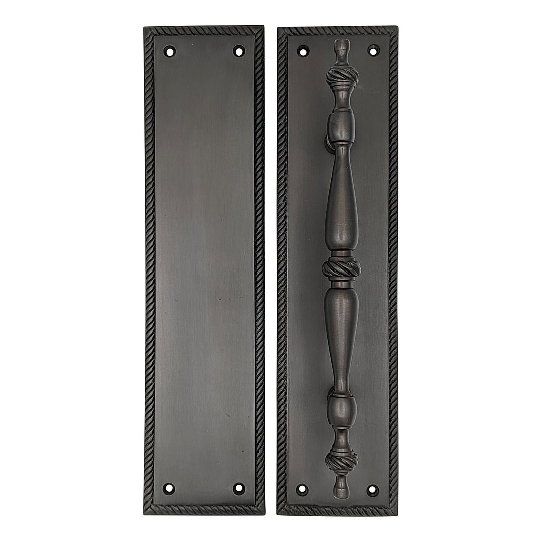 11 1/2 Inch Georgian Roped Style Door Pull and Push Plate (Several Finishes Available) COPPER MOUNTAIN HARDWARE