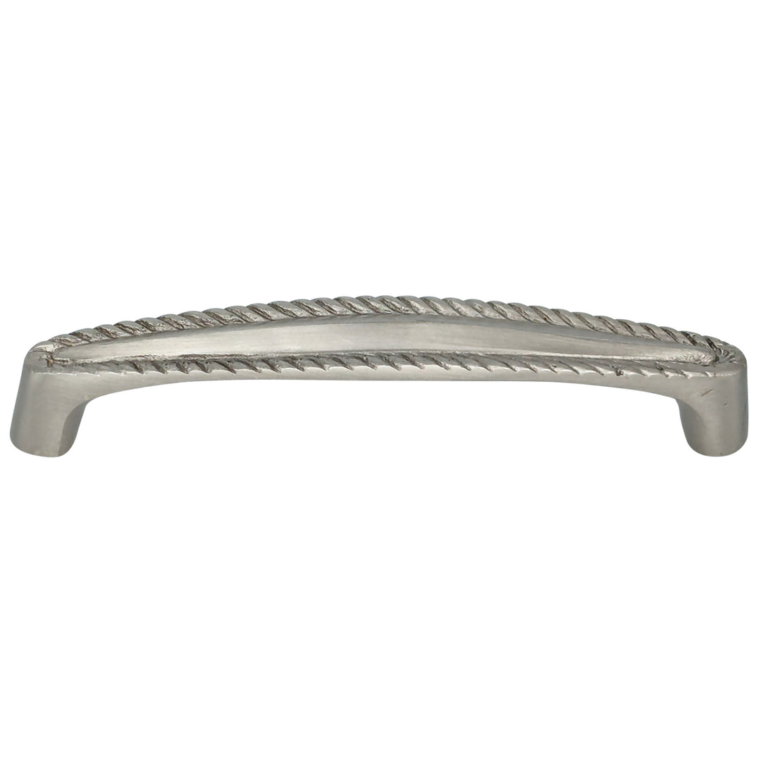 COPPER MOUNTAIN HARDWARE 4 Inch Overall (3 3/4 Inch c-c) Brass Georgian Roped Style Pull (Brushed Nickel Finish)