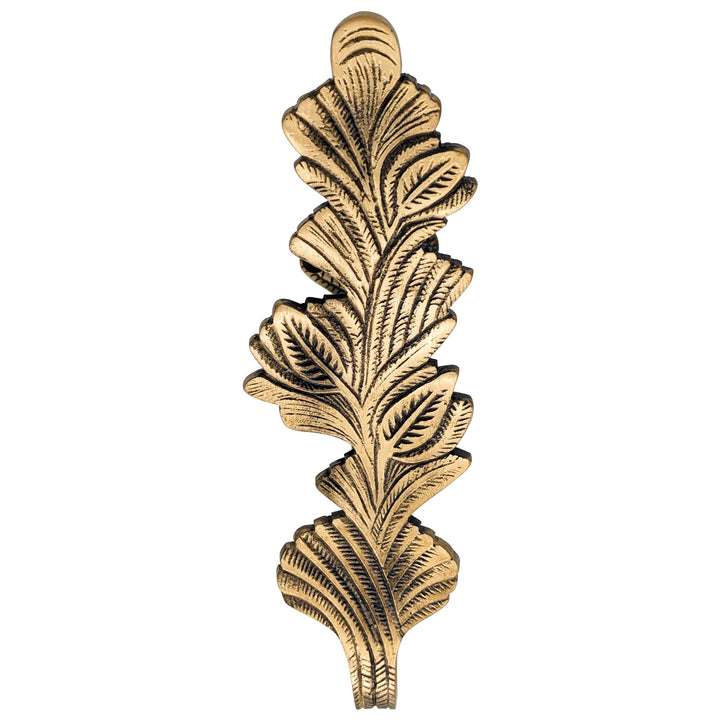 COPPER MOUNTAIN HARDWARE Solid Brass Curtain Tie Back - Oriental Leaves Style (Antique Brass Finish)