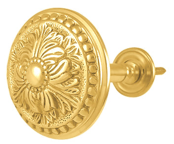 Solid Brass Curtain Tie Back - Large Baroque Button Style (Several Finishes Available)