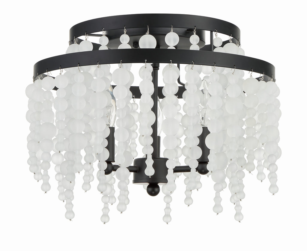 Crystorama Crystorama Poppy 3 Light Matte Black Semi Flush Mount