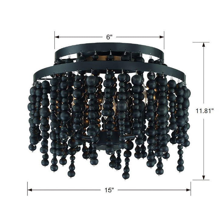 Crystorama Crystorama Poppy 3 Light Matte Black Semi Flush Mount