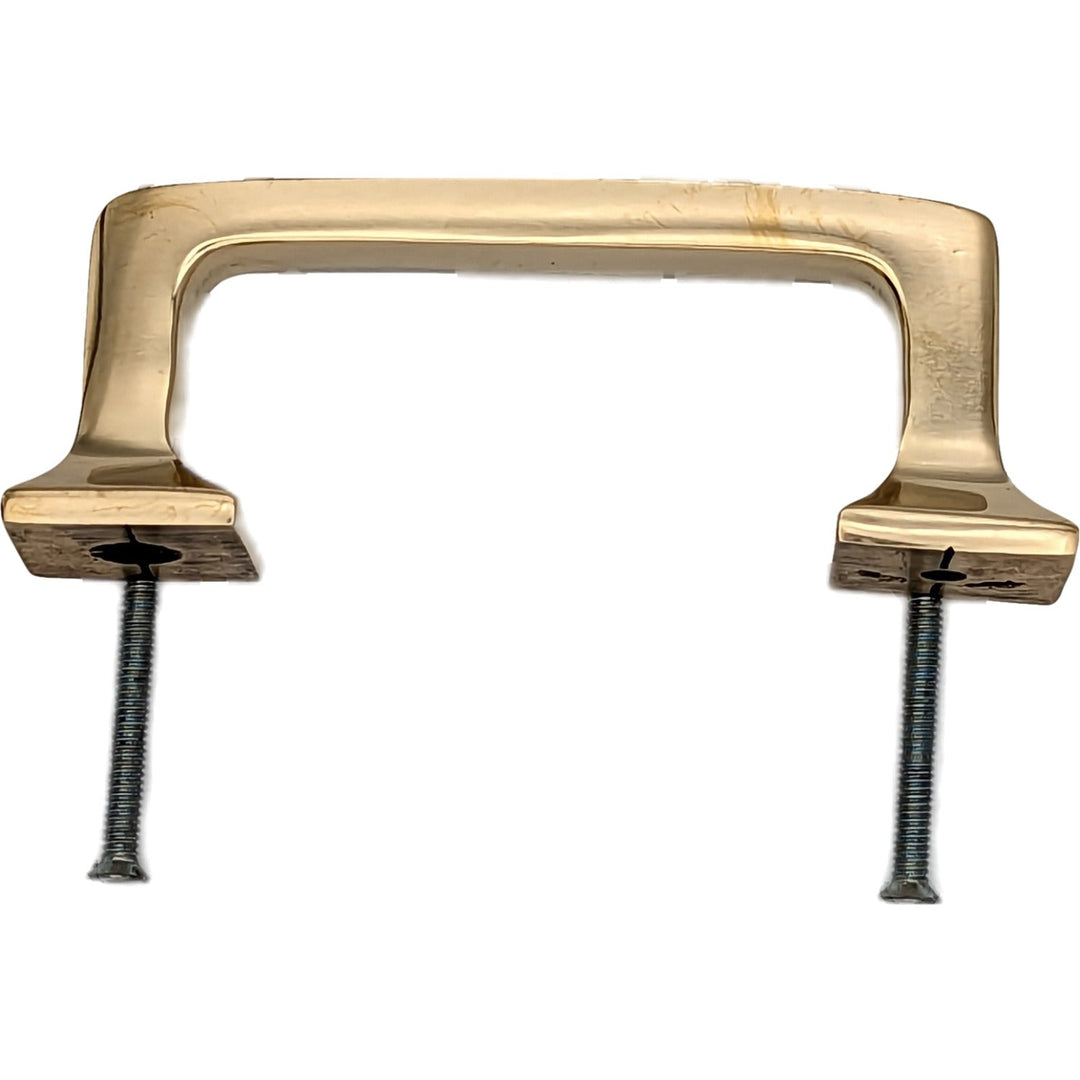 4 1/4 Inch Overall (3 1/4 Inch c-c) Solid Brass Square Traditional Pull