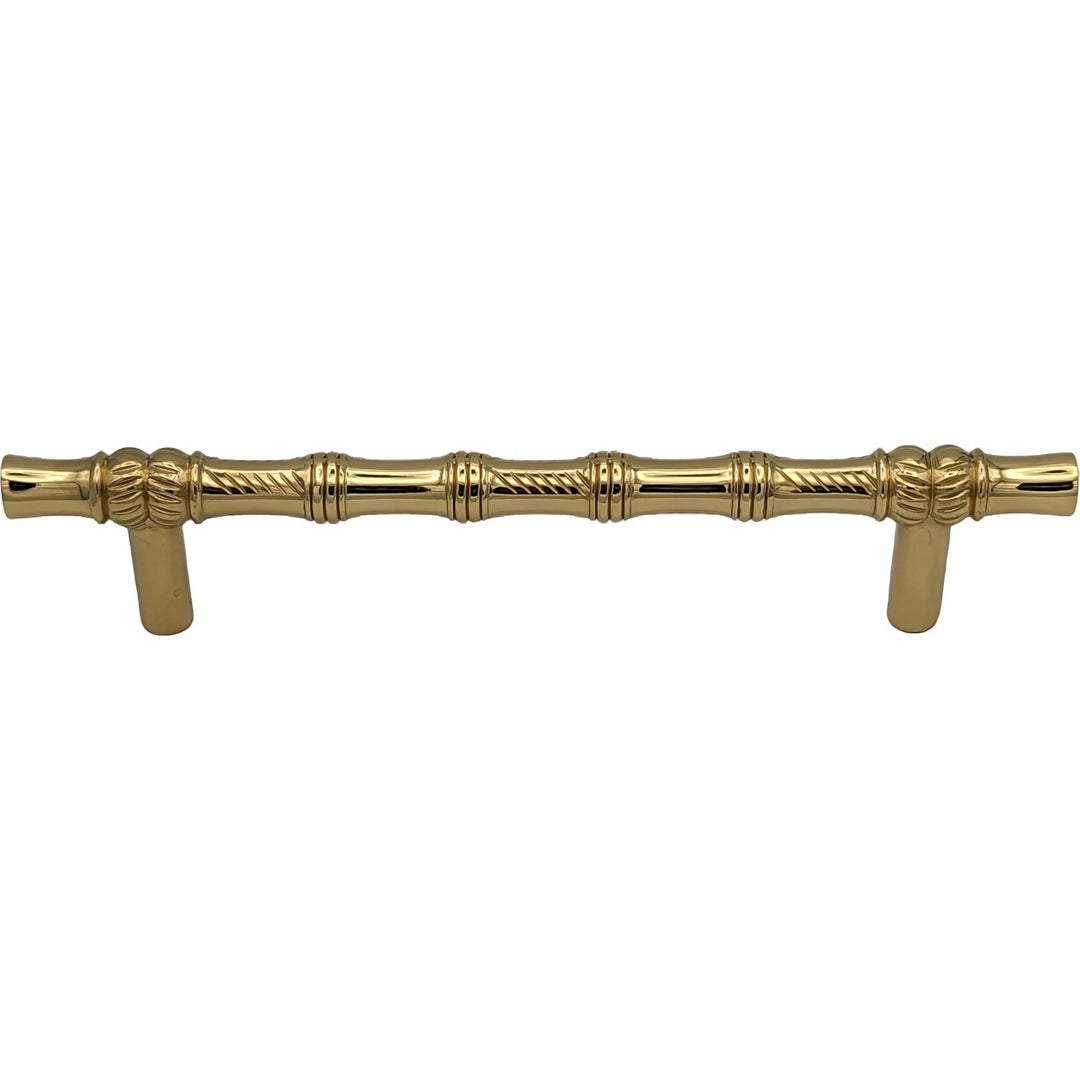 ##Antique Hardware## 6 Inch Overall (4 1/2 Inch c-c) Japanese Bamboo Pull (Polished Brass Finish)