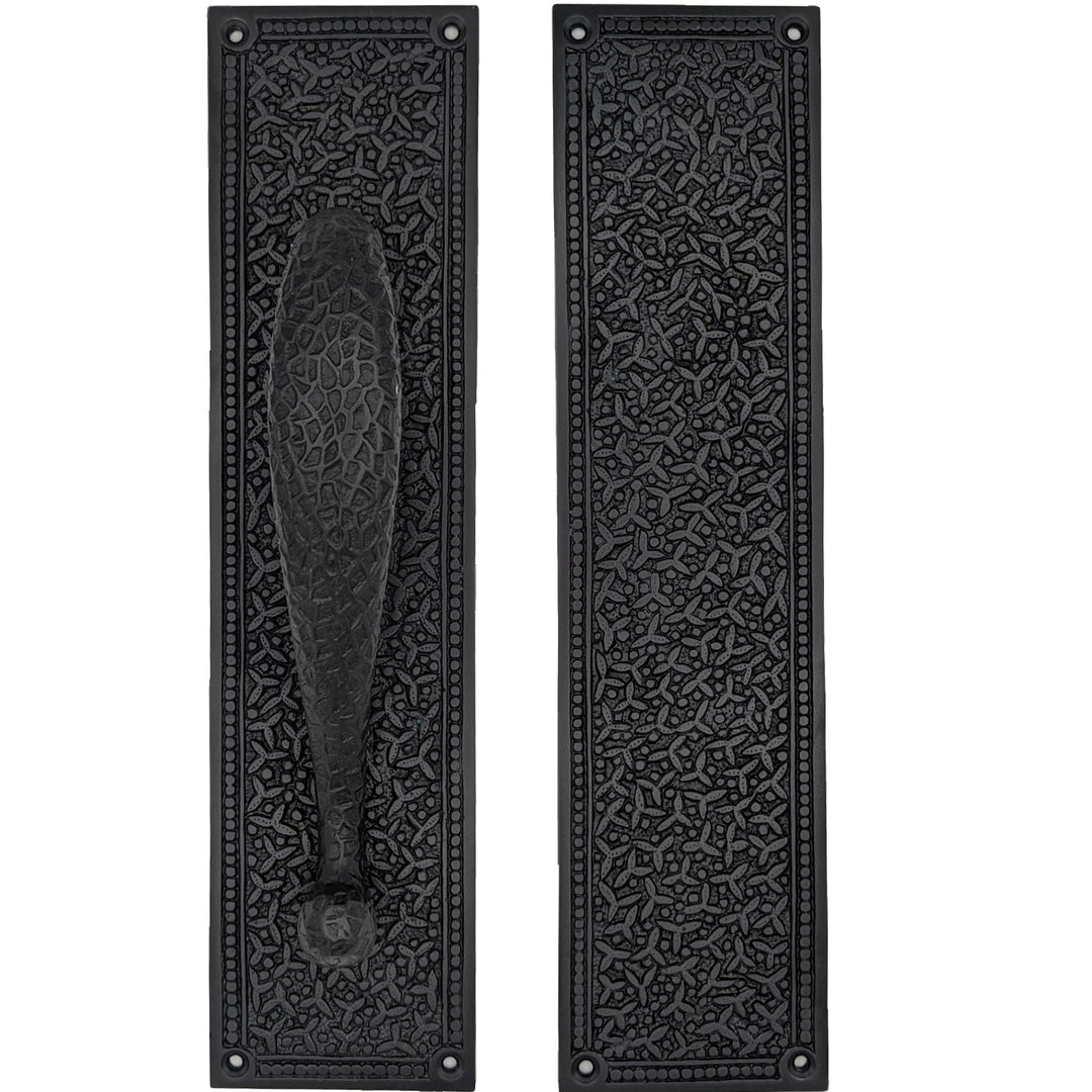 COPPER MOUNTAIN HARDWARE 12 Inch Solid Brass Rice Pattern Door Pull and Push Plate (Oil Rubbed Bronze Finish)