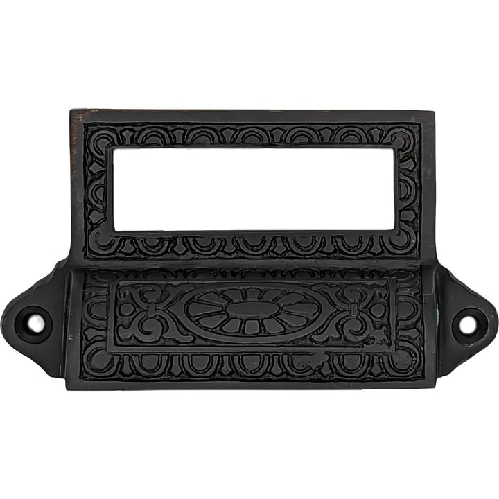 COPPER MOUNTAIN HARDWARE 4 1/8 Inch Overall Solid Brass Victorian Label Style Bin Pull