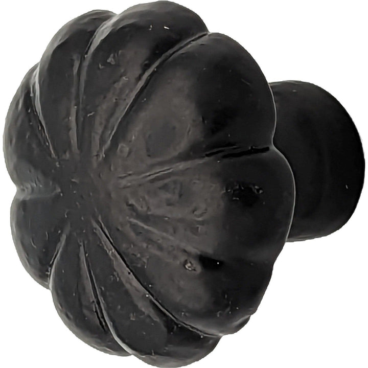 COPPER MOUNTAIN HARDWARE 1 1/2 Inch Solid Iron Scalloped Cabinet Knob (Matte Black Finish)