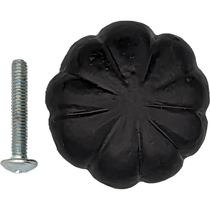 COPPER MOUNTAIN HARDWARE 1 1/2 Inch Solid Iron Scalloped Cabinet Knob (Matte Black Finish)