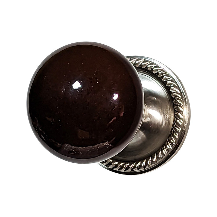 ##Antique Hardware## Brown Porcelain Door Knob with Georgian Roped Rosette (Several Finishes Available)