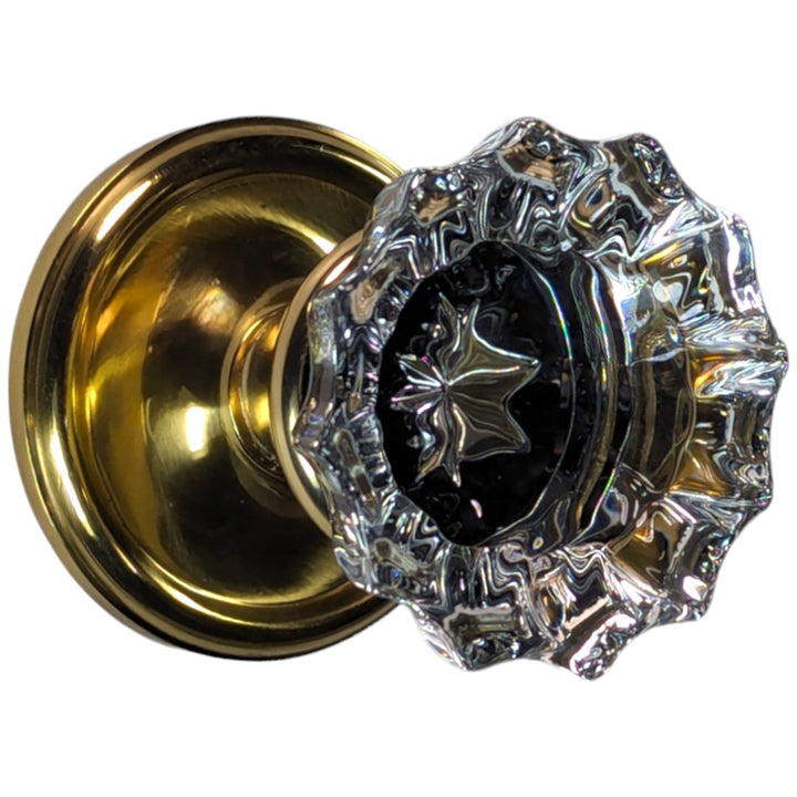 ##Antique Hardware## Traditional Rosette Door Set with Fluted Crystal Door Knobs (Several Finishes Available)