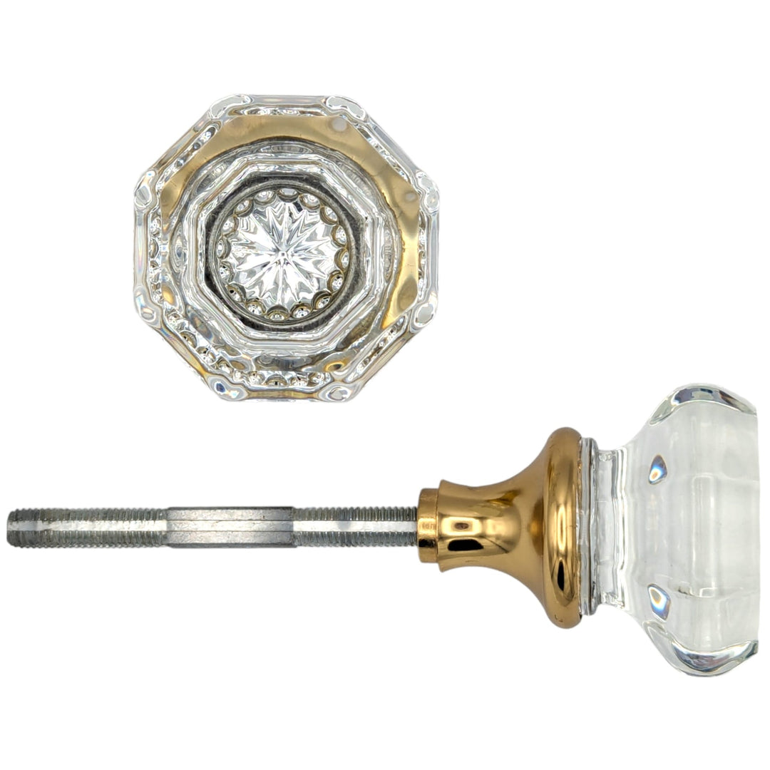 COPPER MOUNTAIN HARDWARE Octagon Crystal Spare Door Knob Set (Polished Brass)