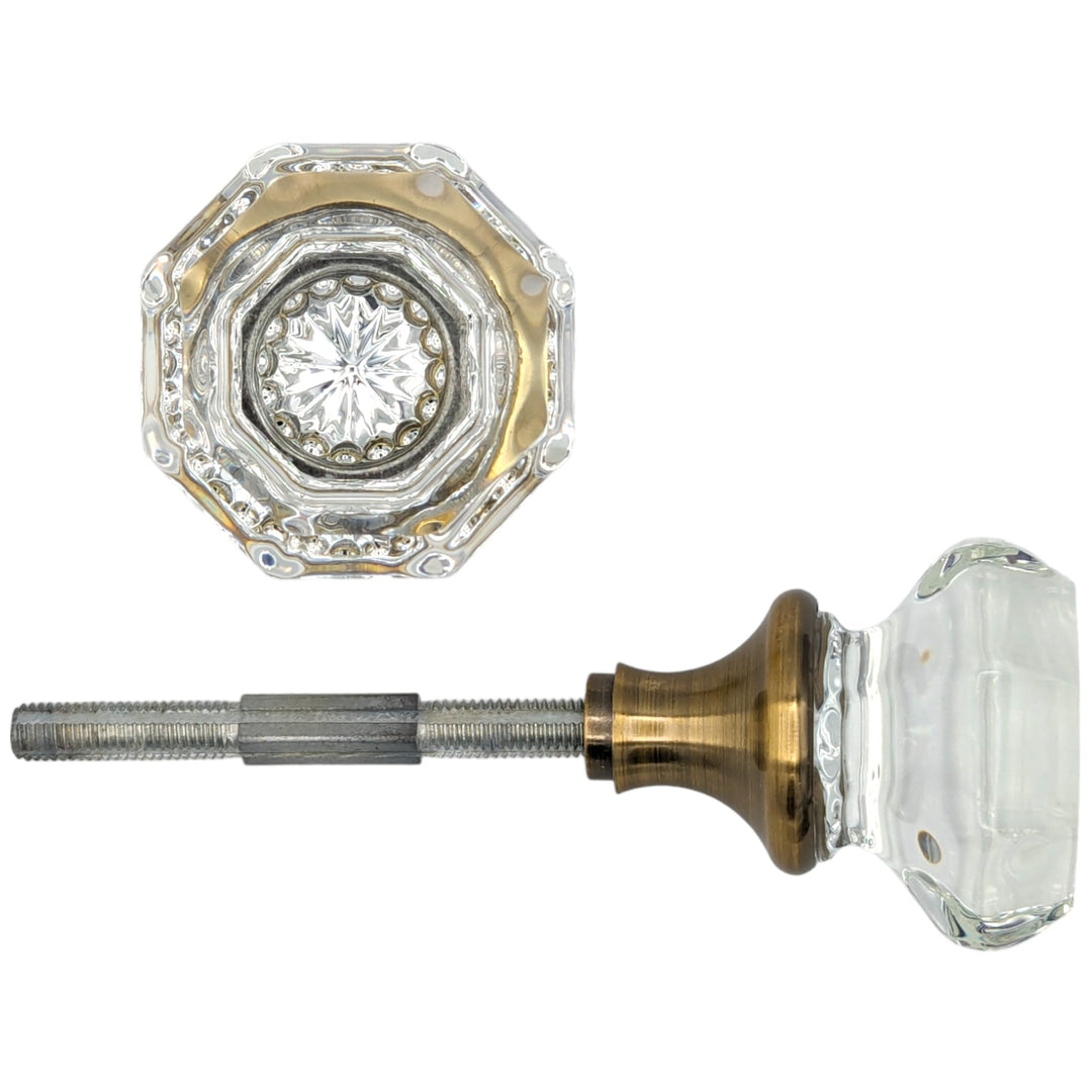 COPPER MOUNTAIN HARDWARE Octagon Crystal Spare Door Knob Set (Antique Brass)