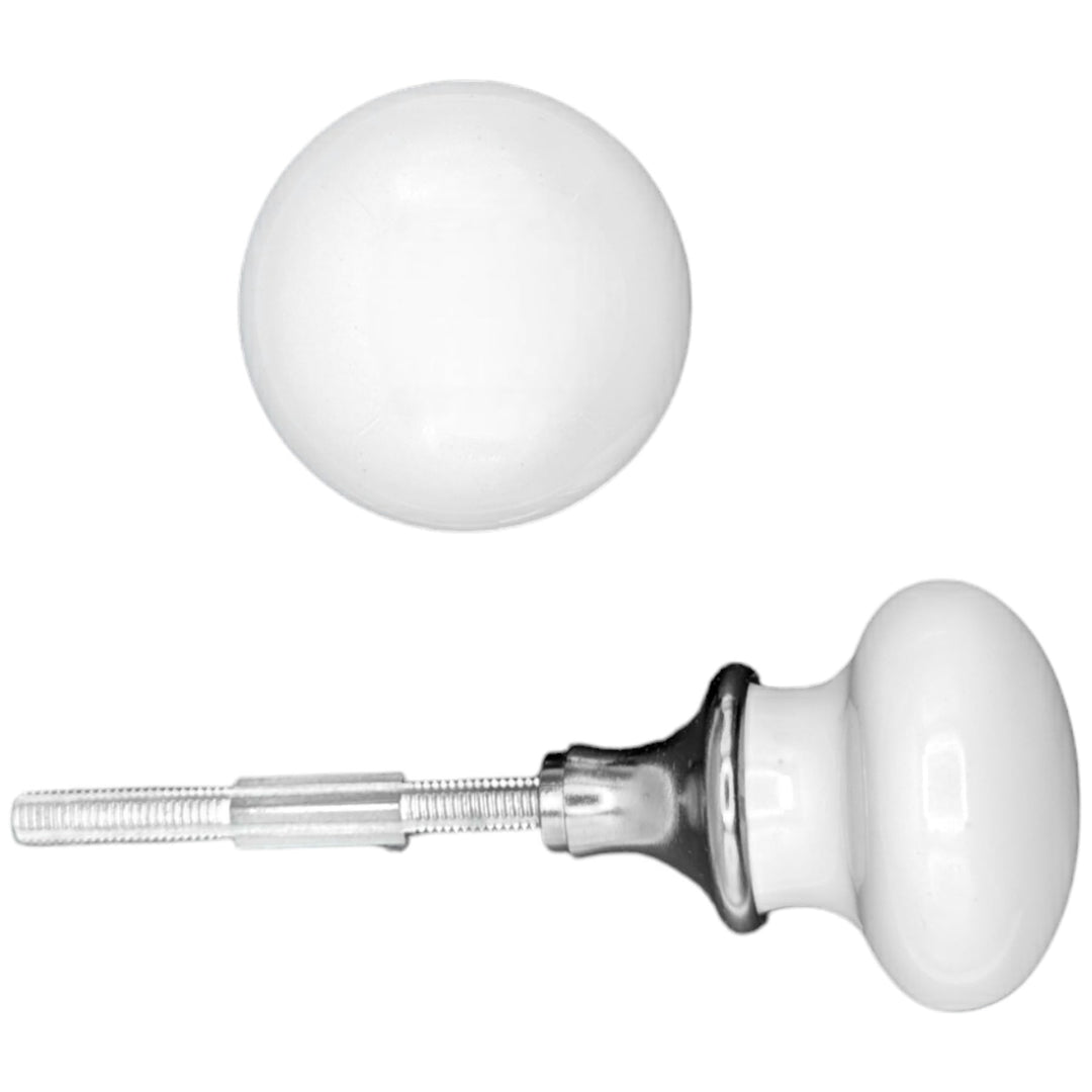 COPPER MOUNTAIN HARDWARE White Porcelain Spare Door Knob Set (Polished Chrome)