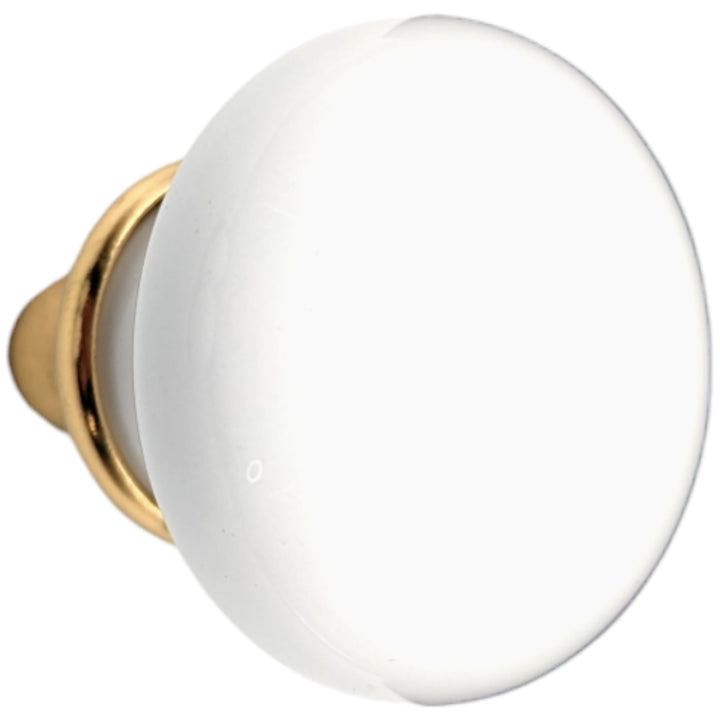 COPPER MOUNTAIN HARDWARE White Porcelain Spare Door Knob Set (Polished Brass)