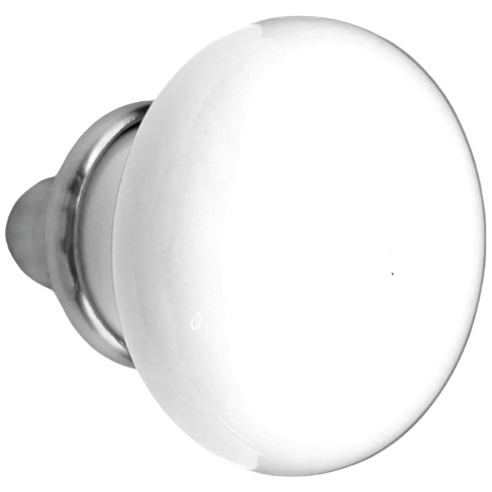 COPPER MOUNTAIN HARDWARE White Porcelain Spare Door Knob Set (Polished Chrome)