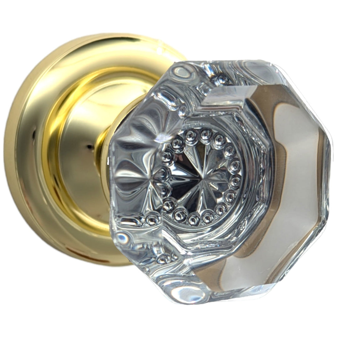 ##Antique Hardware## Magnifique Classic Door Set with Crystal Octagon Knobs (Several Finishes Available)