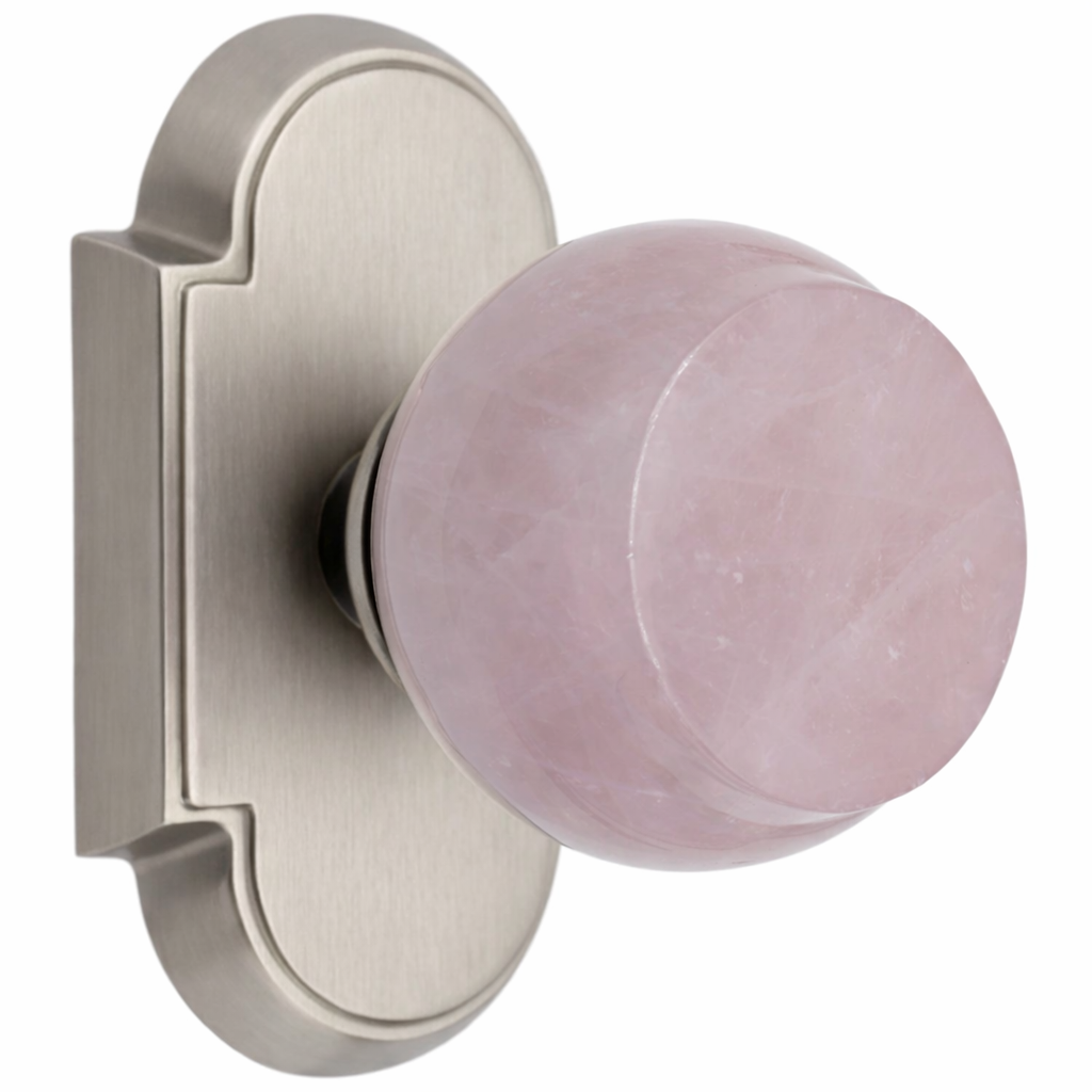 Magnifique® Arched Door Set with Rose Quartz Knobs (Several Finishes Available)