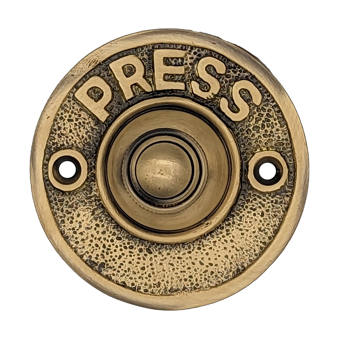 COPPER MOUNTAIN HARDWARE Classic American PRESS Doorbell Push Button (Antique Brass Finish)