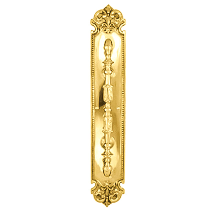 18 Inch Solid Brass Traditional Fleur-De-Lis Door Pull & Plate (Several Finishes Available)