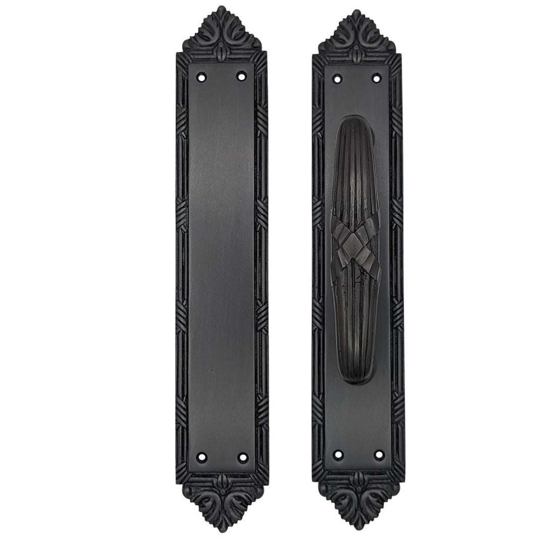 13 3/4 Inch Solid Brass Ribbon & Reed Door Pull and Push Plate COPPER MOUNTAIN HARDWARE